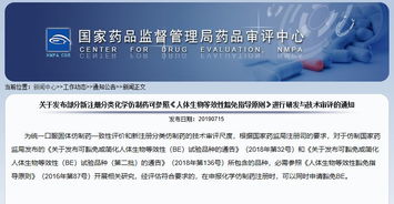 关于发布部分新注册分类化学仿制药可参照人体生物等效性豁免指导原则进行研发与技术审评的通知